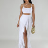 CM.YAYA Summer Women Sets Sleeveless Sexy Strap Crop Top and Tassel Long Skirt Sets Night Club Party Beach 2 Two Piece Sets