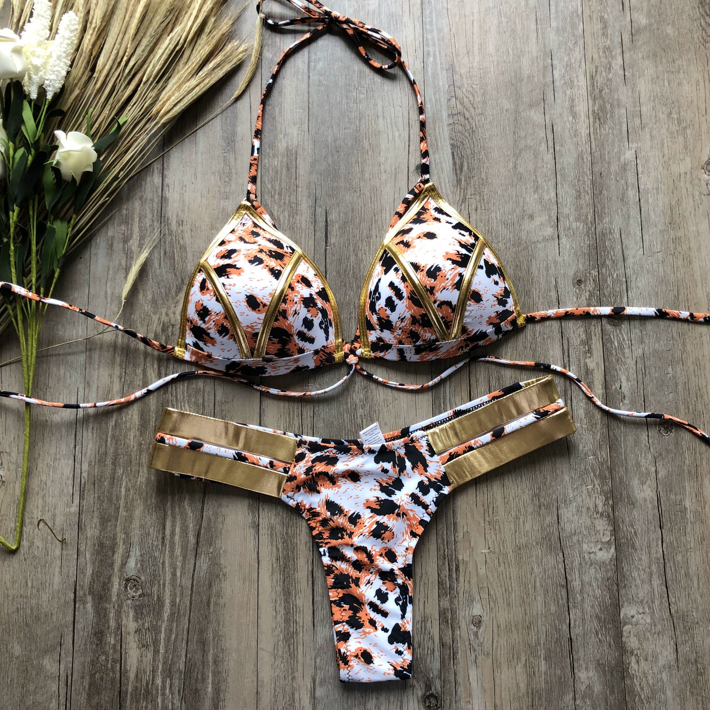 New New Arrival Nylon Triangle Bronzing Patchwork Bikini Lady Sexy Swimwear Swimsuit Export Bikini 8 Colors