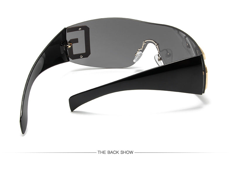 2024 New Oversized Rimless Sunglasses Women Fashion One-Piece Shield Sun Glasses For Female Streetwear Y2k Sunglass Ladies UV400