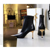 BIGTREE shoes Autumn Winter Boots Metal Pointed tip Women Boots Fashion Leather Boots High Heels Stilettos New Women Ankle Boots