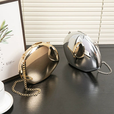 2024 New Arrival Golden Acrylic Shiny Metallic Goose Egg Box Glossy Shell Banquet Glossy Dumpling Hand Holding