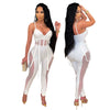European and American Women's Clothing See-through Sexy Suspender Mesh Jumpsuit
