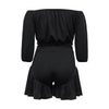 CM.YAYA Plus Size Women's Set Long Sleeve Slash Neck T-Shirt and Shorts 2025 Summer Ruched Two 2 Piece Set Outfits Tracksuit