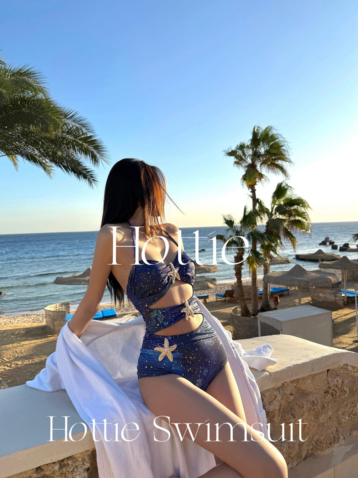 [Neptune] High-Grade Hollow-out Sexy One-Piece Swimsuit Two-piece Set Vacation Bikini Beach Hot Spring Swimsuit