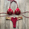 Hot Spring Sexy Bikini Lace-up Cutout Sexy Bronzing Bikini Hard Bag Hollow out Separates Swimsuit Bikini