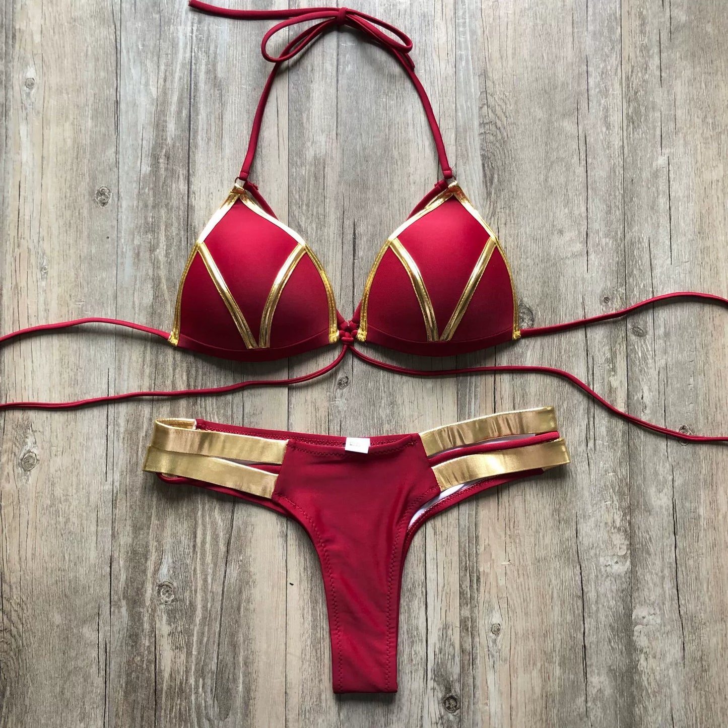 Hot Spring Sexy Bikini Lace-up Cutout Sexy Bronzing Bikini Hard Bag Hollow out Separates Swimsuit Bikini