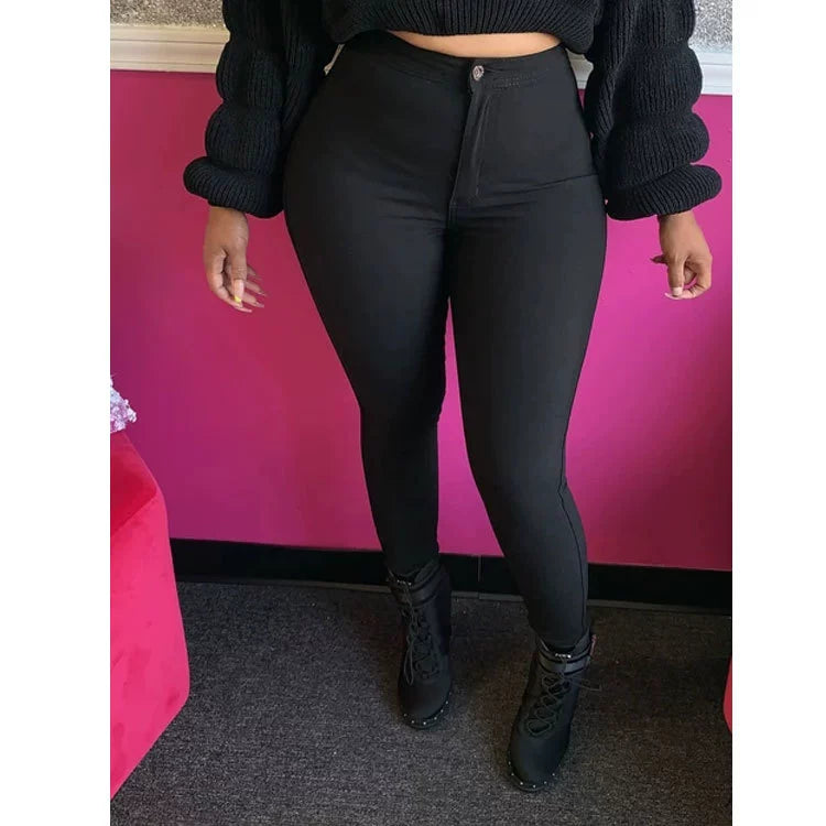 S-3XL Ladies Stretch New Small Leg Pants plus Size Stretch Women's Ankle-Tied Pants