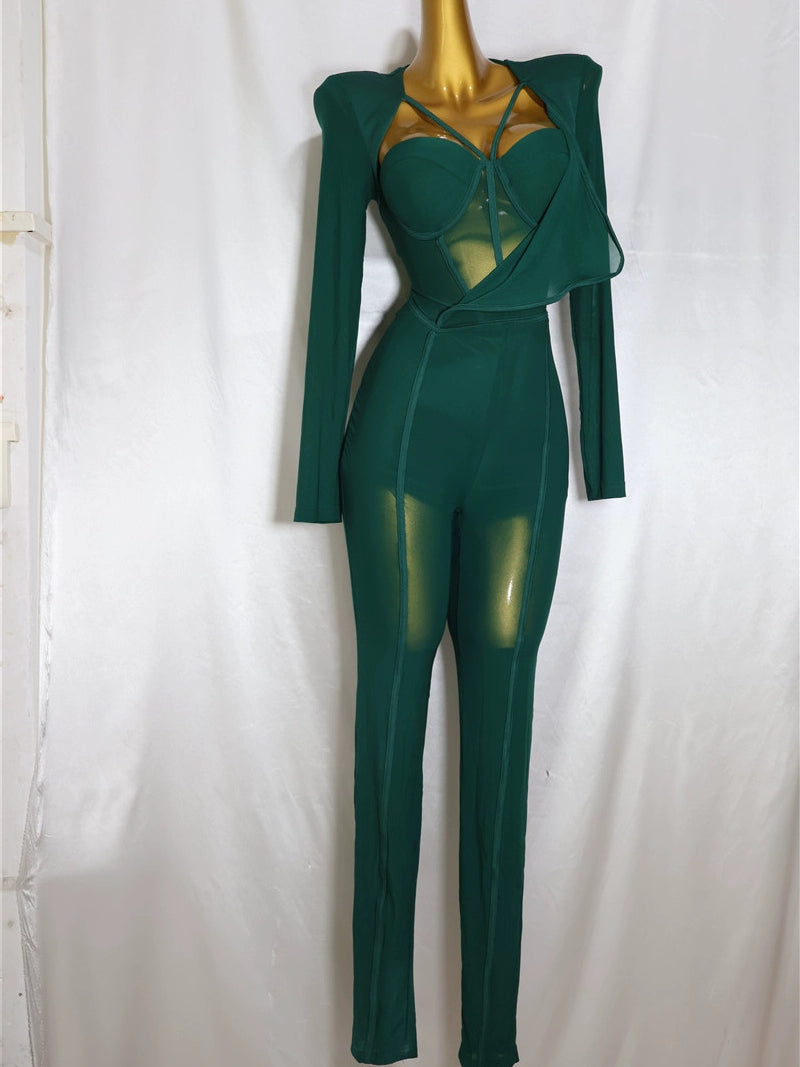 Women's Fashion Elegant Slim Fit Bodysuit Chest Wrap
