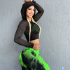 American Cut-out Breathable Tight Long-Sleeve Women's Sexy Hoodie