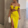 Fashion Pure Desire Style 2024 Spring and Summer New Sexy Pure Color Sling Bandeau Slim-Fit Fold Split Skirt Suit