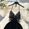 CHILLGIO Women Butterfly Velour Glitter Spaghetti Strap Sexy Fashion Backless Nightie Erotic Irregular A Line Pajamas Sundress