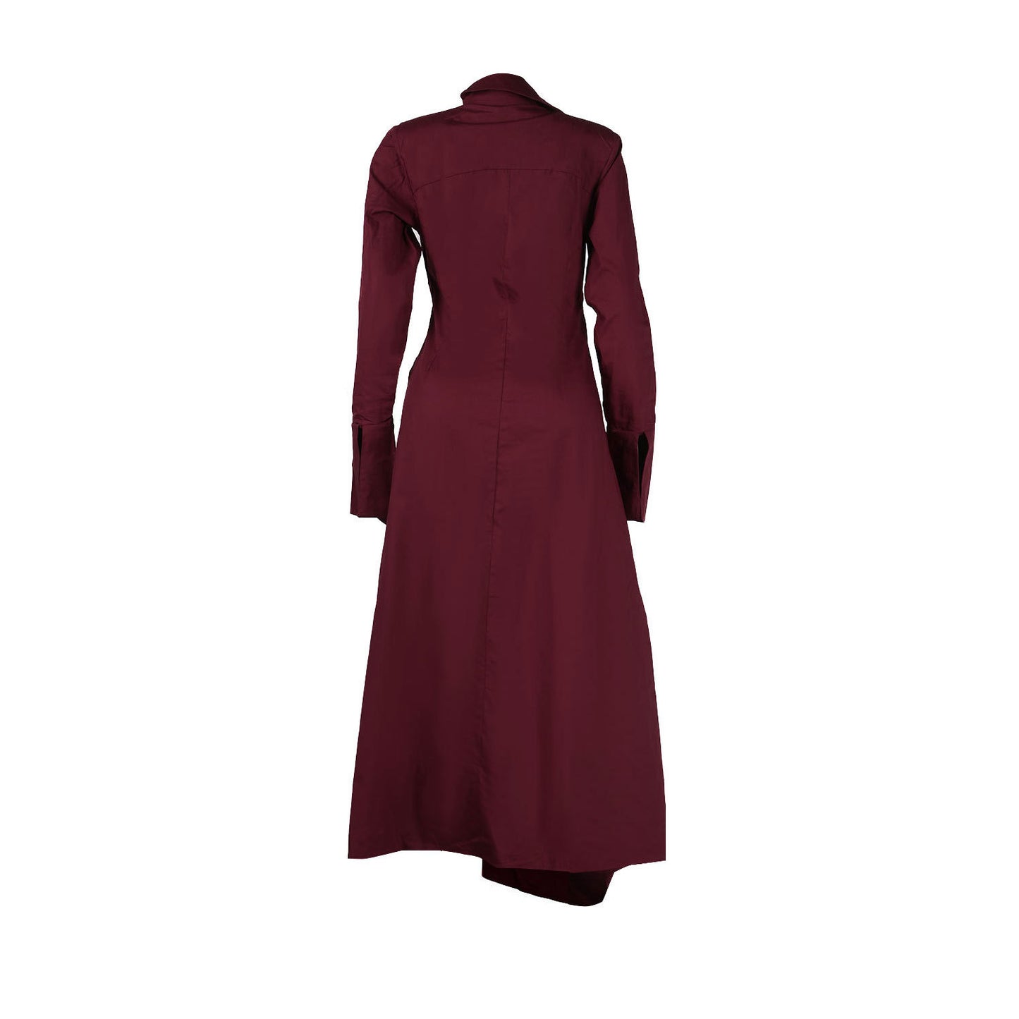 CM.YAYA Vintage Women Long Sleeve High Side Split Ruched Up Wrap Lapel Collar White Maxi Long Dress Fashion Street Dresses