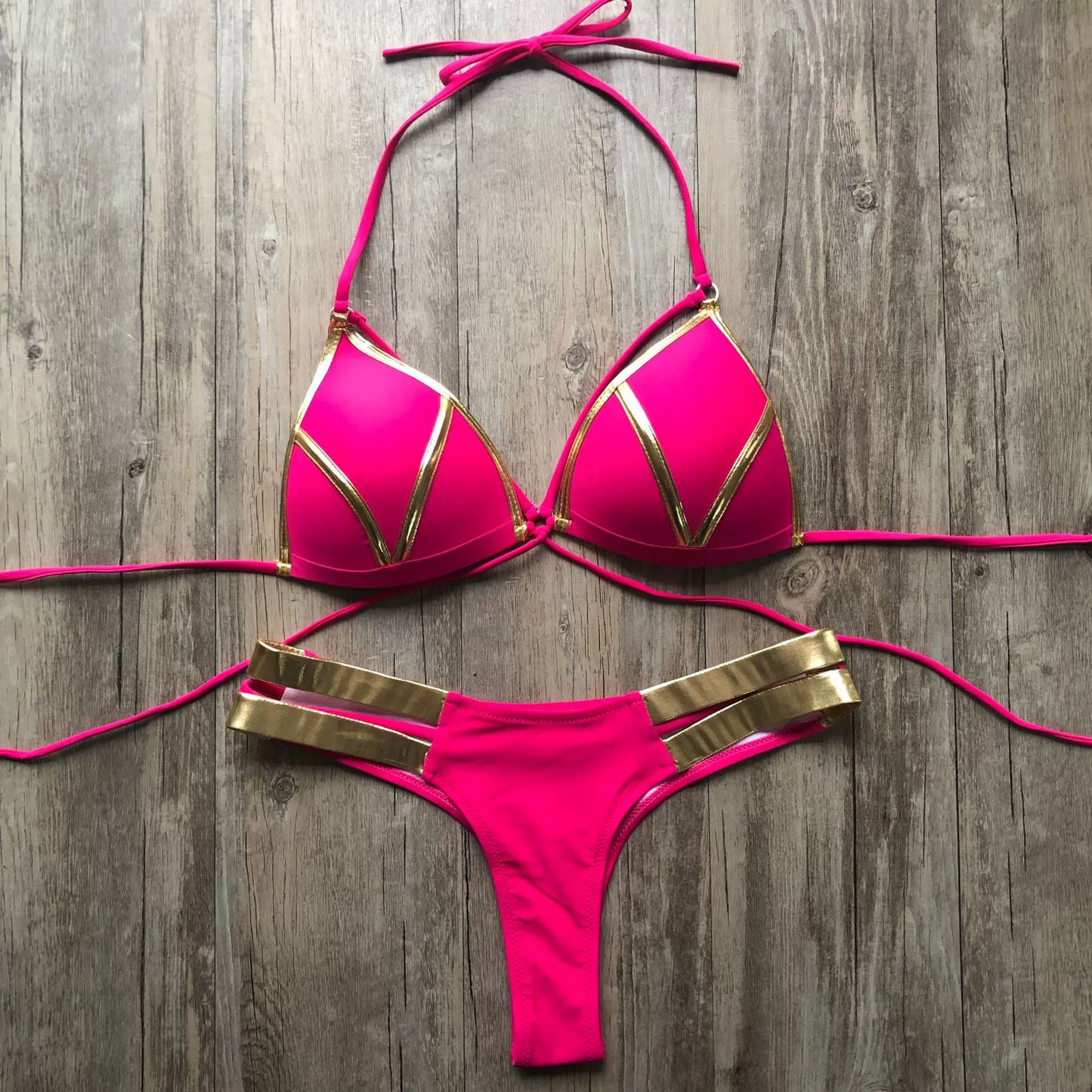 Hot Spring Sexy Bikini Lace-up Cutout Sexy Bronzing Bikini Hard Bag Hollow out Separates Swimsuit Bikini
