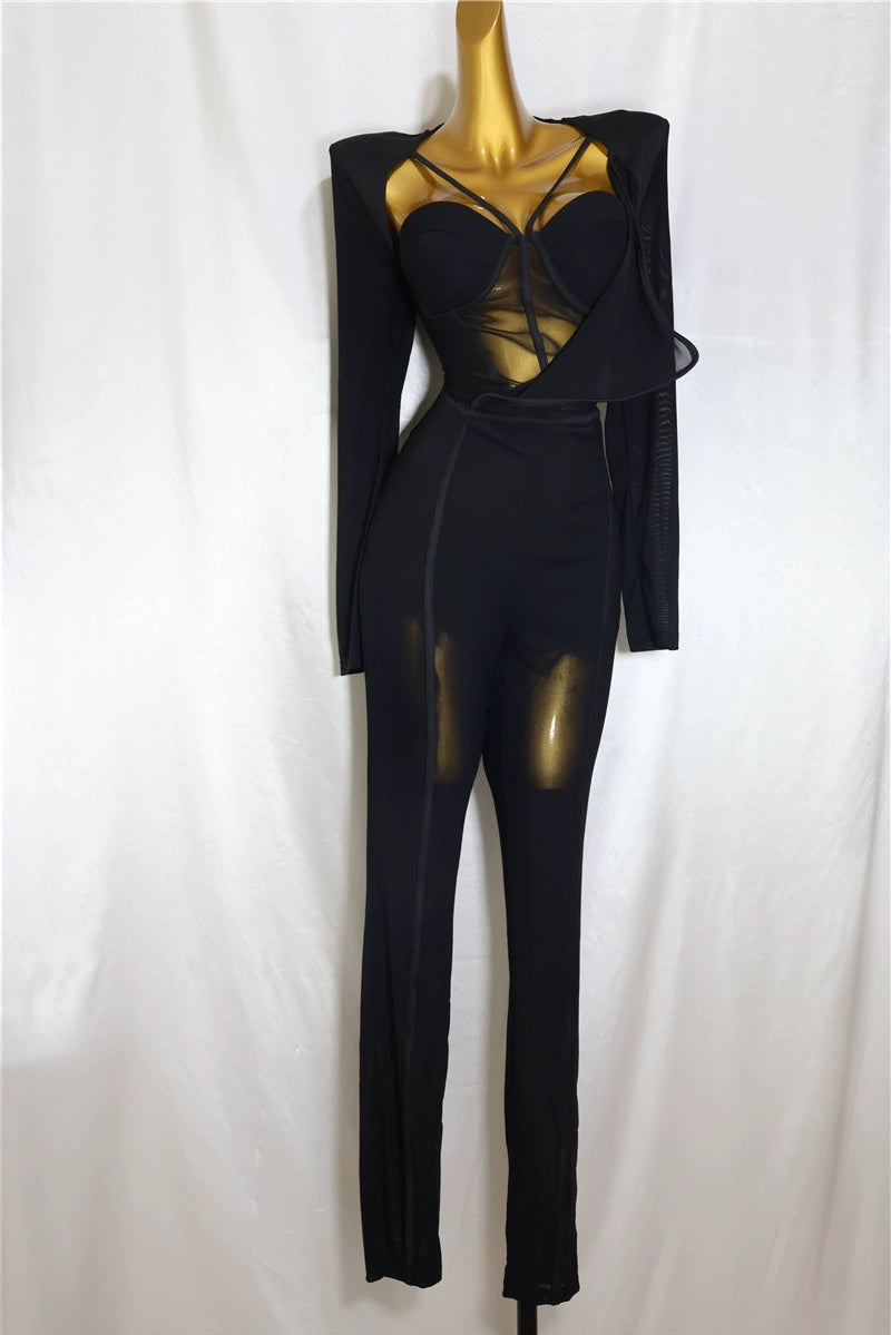 Women's Fashion Elegant Slim Fit Bodysuit Chest Wrap