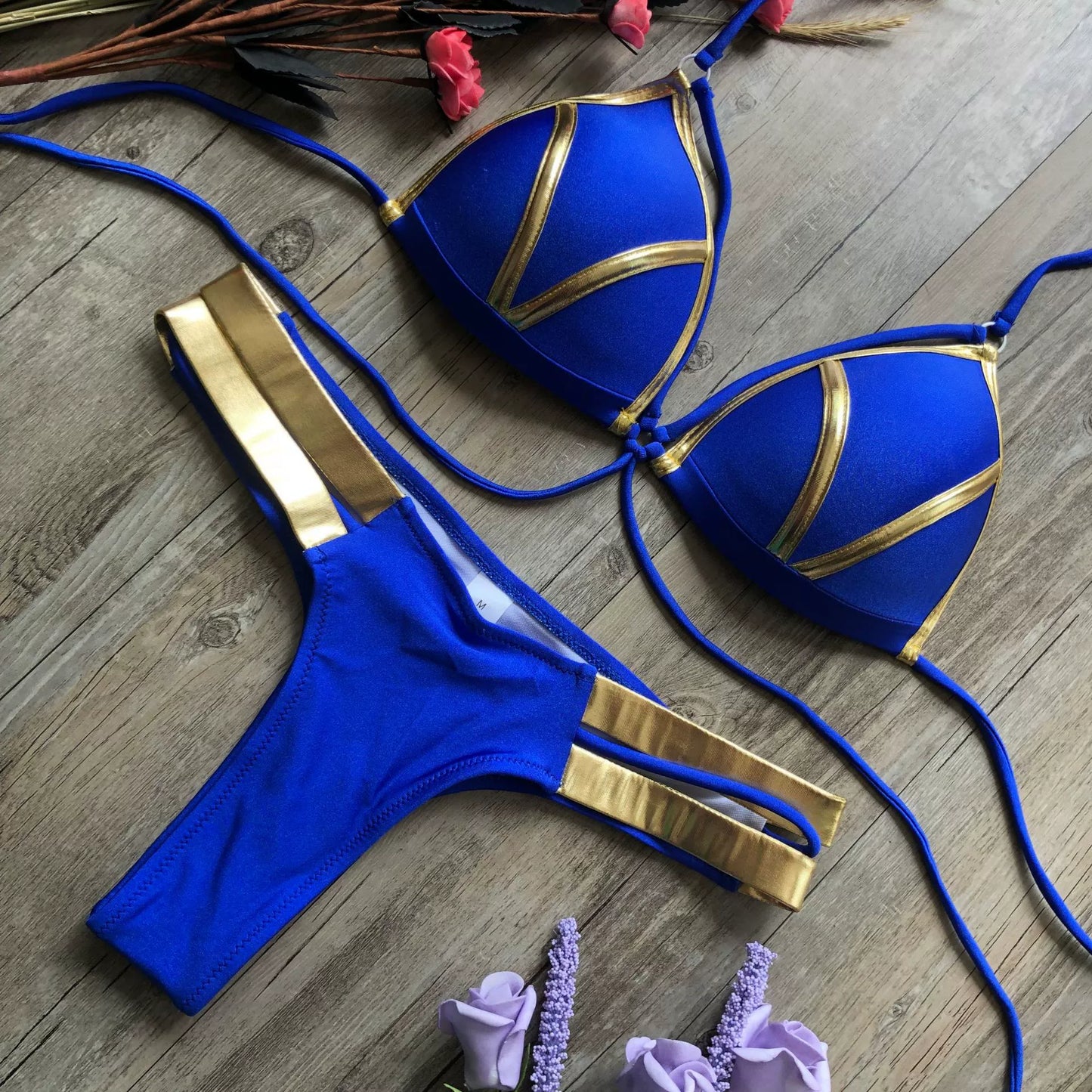 Hot Spring Sexy Bikini Lace-up Cutout Sexy Bronzing Bikini Hard Bag Hollow out Separates Swimsuit Bikini