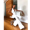 White Belt Jumpsuit Sleeveless Belt Elegant Halter White Jumpsuit Fashion Pants Suit Women