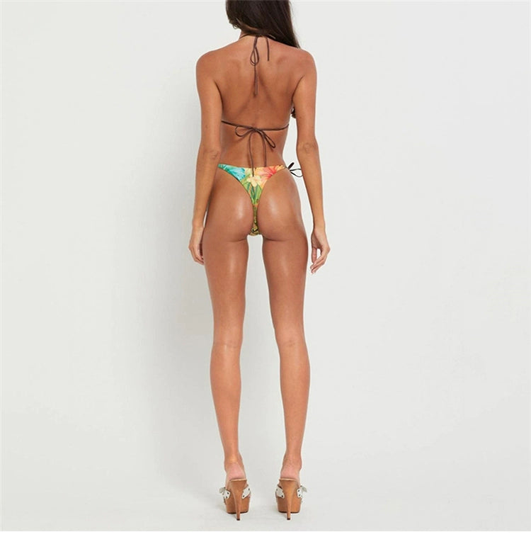 Weird Puss Hawaii Beach Vacation Style European and American Sexy Sexy Fashion Halter Bikini Suit Women