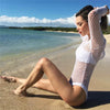 Fashion Wind Big Mesh Cut Out Travel One-Piece T-shirt
