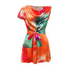 CM.YAYA Women Tie Dye Print Beach Sleeveless V-neck Sashes Sexy Party Club Playsuits Jumpsuit 2025 Summer One Piece Suit Rompers
