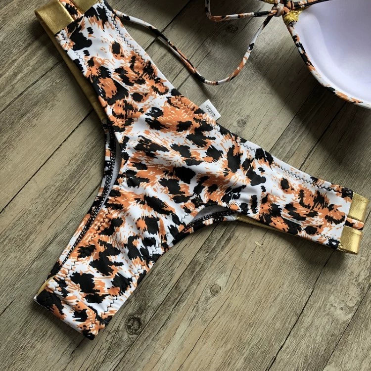2023 New Arrival Nylon Triangle Bronzing Patchwork Bikini Lady Sexy Swimwear Swimsuit Export Bikini 8 Colors