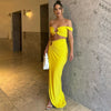 Fashion Pure Desire Style 2024 Spring and Summer New Sexy Pure Color Sling Bandeau Slim-Fit Fold Split Skirt Suit