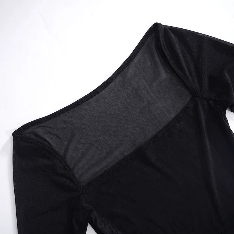 Transition Sexy Zone Black Sheer Mesh Sexy Temperament Split Long Dress Hot Spring Bikini Blouse Pure Desire Style
