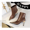 BIGTREE shoes Autumn Winter Boots Metal Pointed tip Women Boots Fashion Leather Boots High Heels Stilettos New Women Ankle Boots