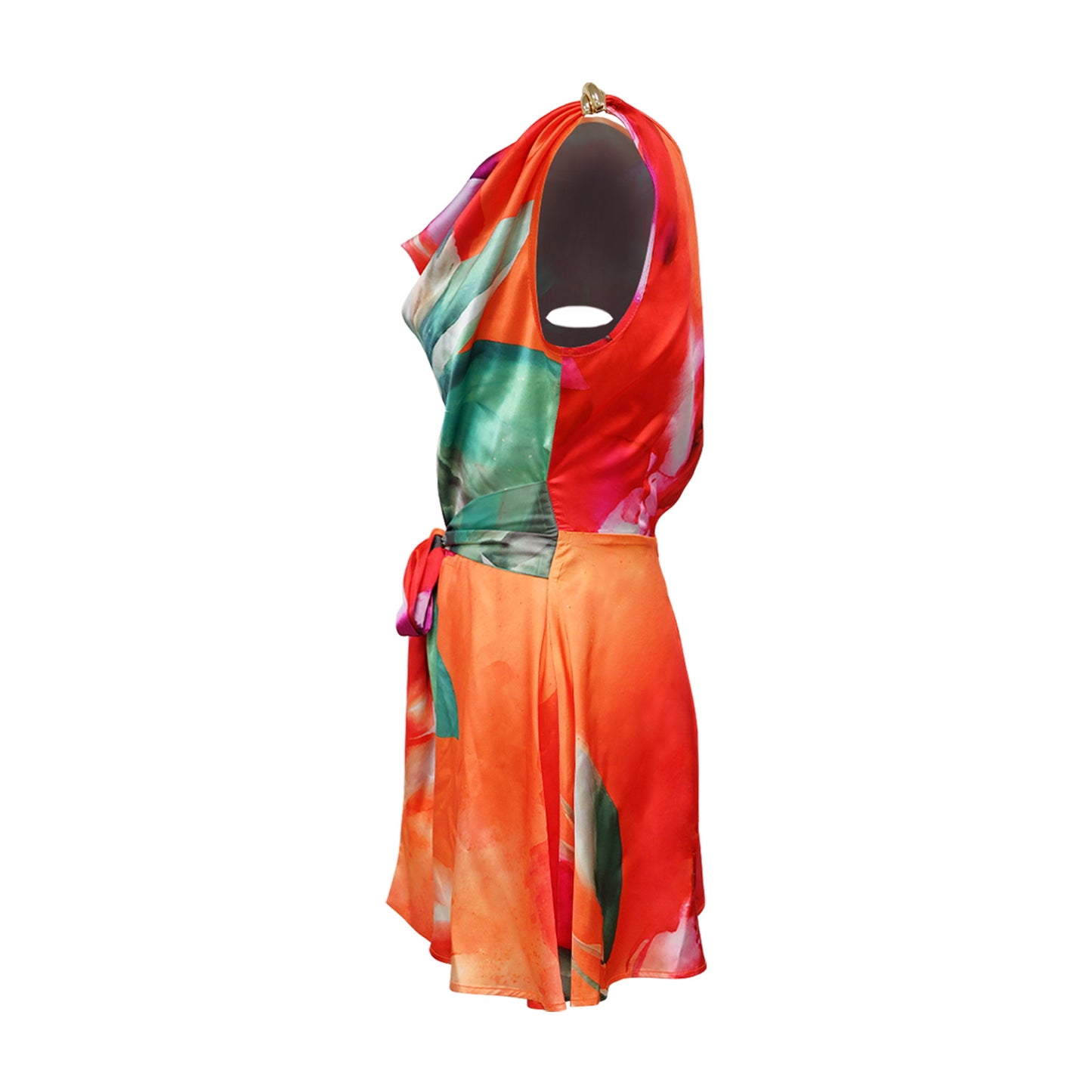 CM.YAYA Women Tie Dye Print Beach Sleeveless V-neck Sashes Sexy Party Club Playsuits Jumpsuit 2025 Summer One Piece Suit Rompers