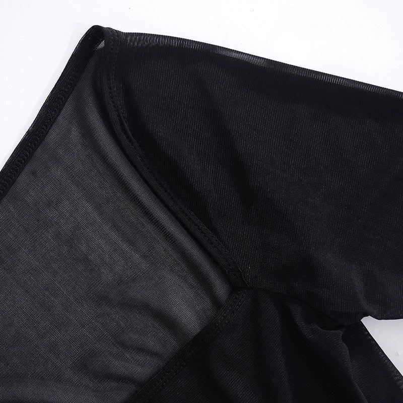 Transition Sexy Zone Black Sheer Mesh Sexy Temperament Split Long Dress Hot Spring Bikini Blouse Pure Desire Style