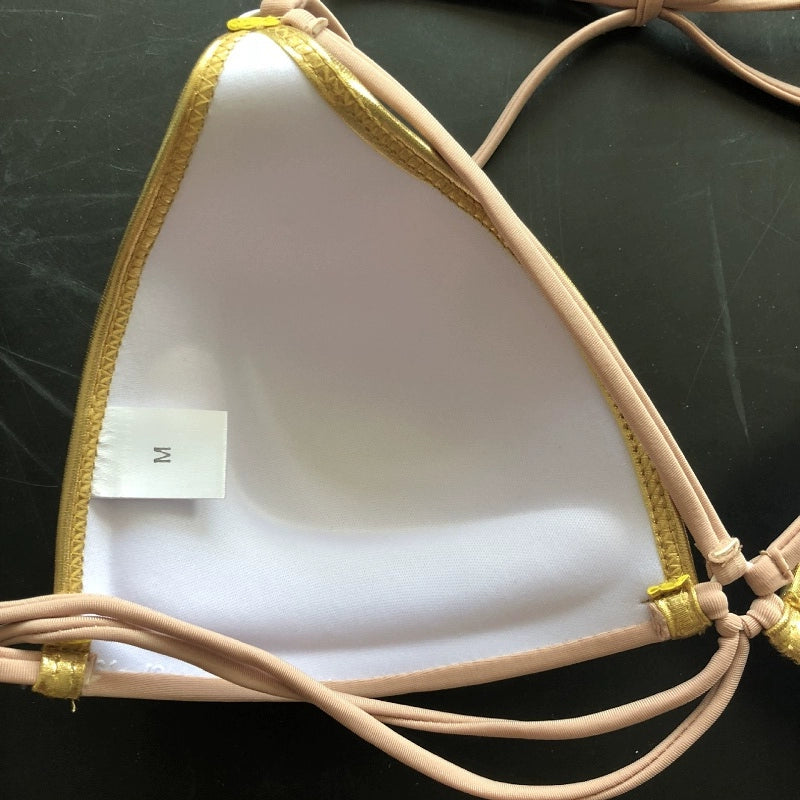 New New Arrival Nylon Triangle Bronzing Patchwork Bikini Lady Sexy Swimwear Swimsuit Export Bikini 8 Colors