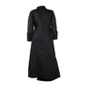 CM.YAYA Vintage Women Long Sleeve High Side Split Ruched Up Wrap Lapel Collar White Maxi Long Dress Fashion Street Dresses