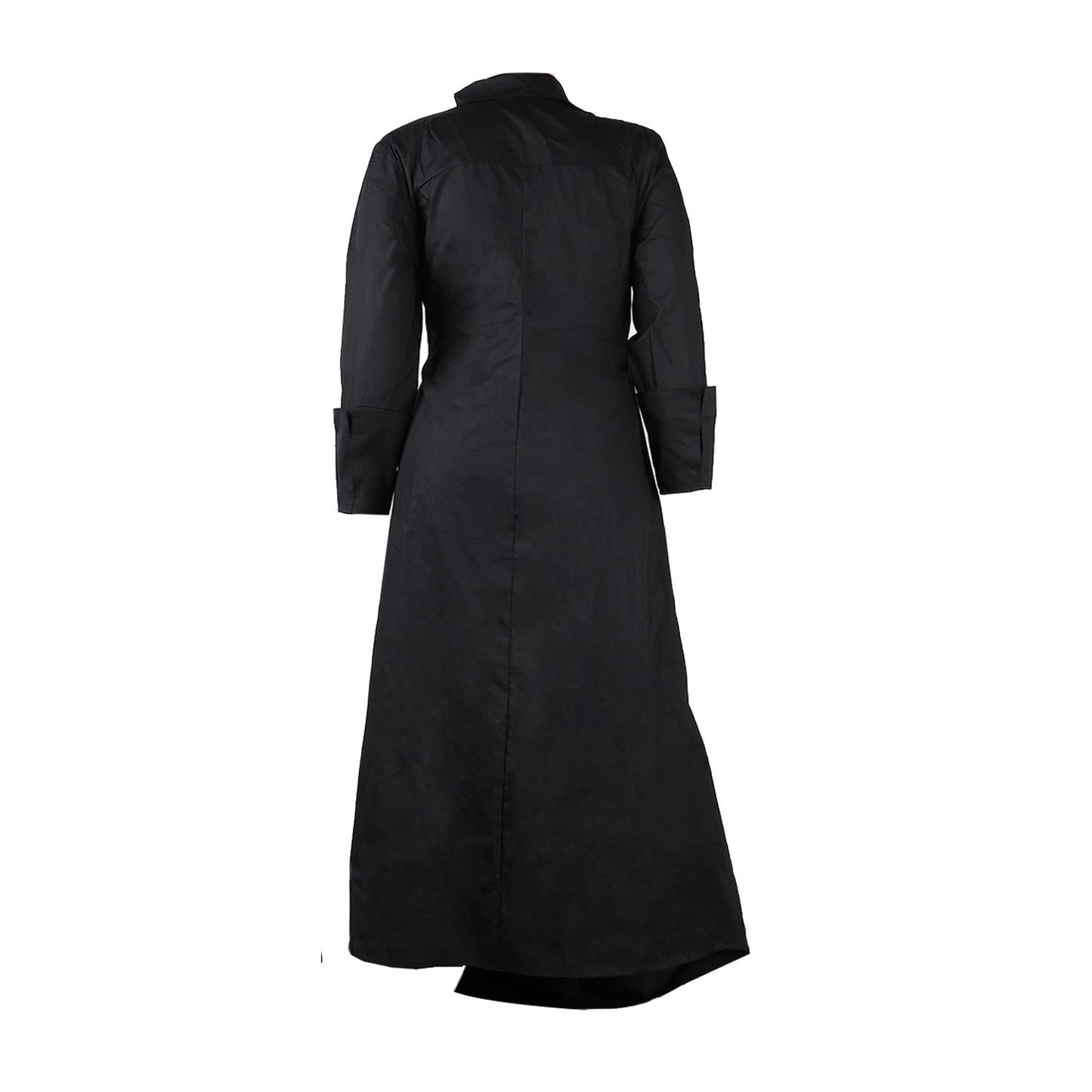 CM.YAYA Vintage Women Long Sleeve High Side Split Ruched Up Wrap Lapel Collar White Maxi Long Dress Fashion Street Dresses