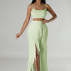 CM.YAYA Summer Women Sets Sleeveless Sexy Strap Crop Top and Tassel Long Skirt Sets Night Club Party Beach 2 Two Piece Sets