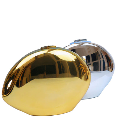 2024 New Arrival Golden Acrylic Shiny Metallic Goose Egg Box Glossy Shell Banquet Glossy Dumpling Hand Holding