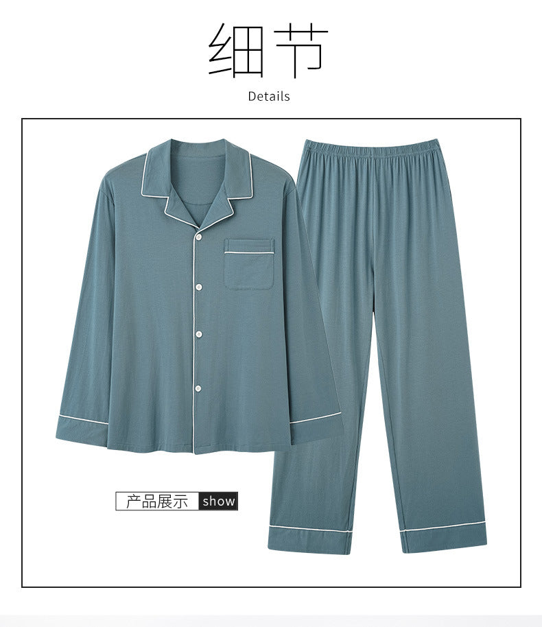 Autumn Pajamas Sets Men Long Sleeve Modal Cotton Thin Teenage Boys' Large Size Spring Outwear Home Cloth Suit Sleepwear Male