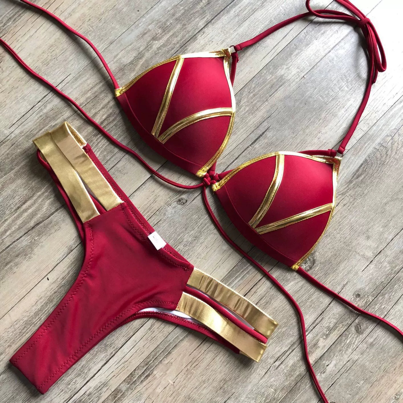 Hot Spring Sexy Bikini Lace-up Cutout Sexy Bronzing Bikini Hard Bag Hollow out Separates Swimsuit Bikini