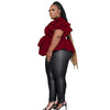 Plus Size Party Top Women Big SizeV Neck Wedding Evening Red
