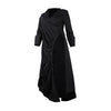 CM.YAYA Vintage Women Long Sleeve High Side Split Ruched Up Wrap Lapel Collar White Maxi Long Dress Fashion Street Dresses