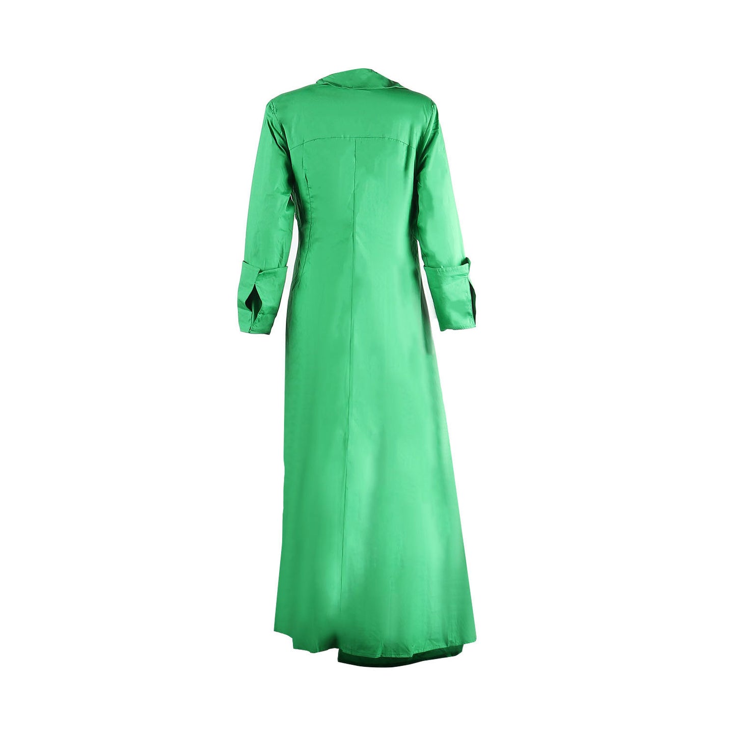 CM.YAYA Vintage Women Long Sleeve High Side Split Ruched Up Wrap Lapel Collar White Maxi Long Dress Fashion Street Dresses