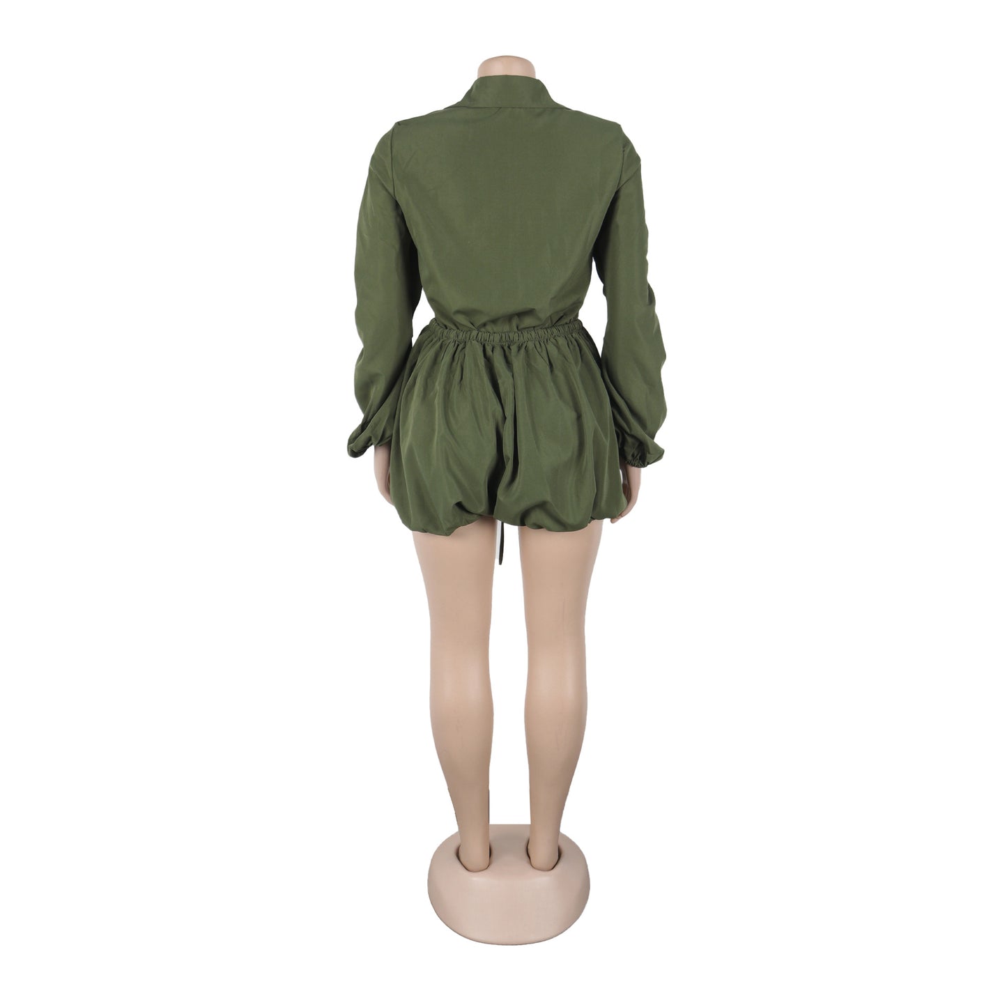 CM.YAYA Vintge Women's Blouse Style Ruched Up Long Sleeve Romper Playsuit 2025 Summer Streetwear Basic Overall Outfits Jumpsuits