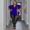 Plus Size Party Top Women Big SizeV Neck Wedding Evening Red
