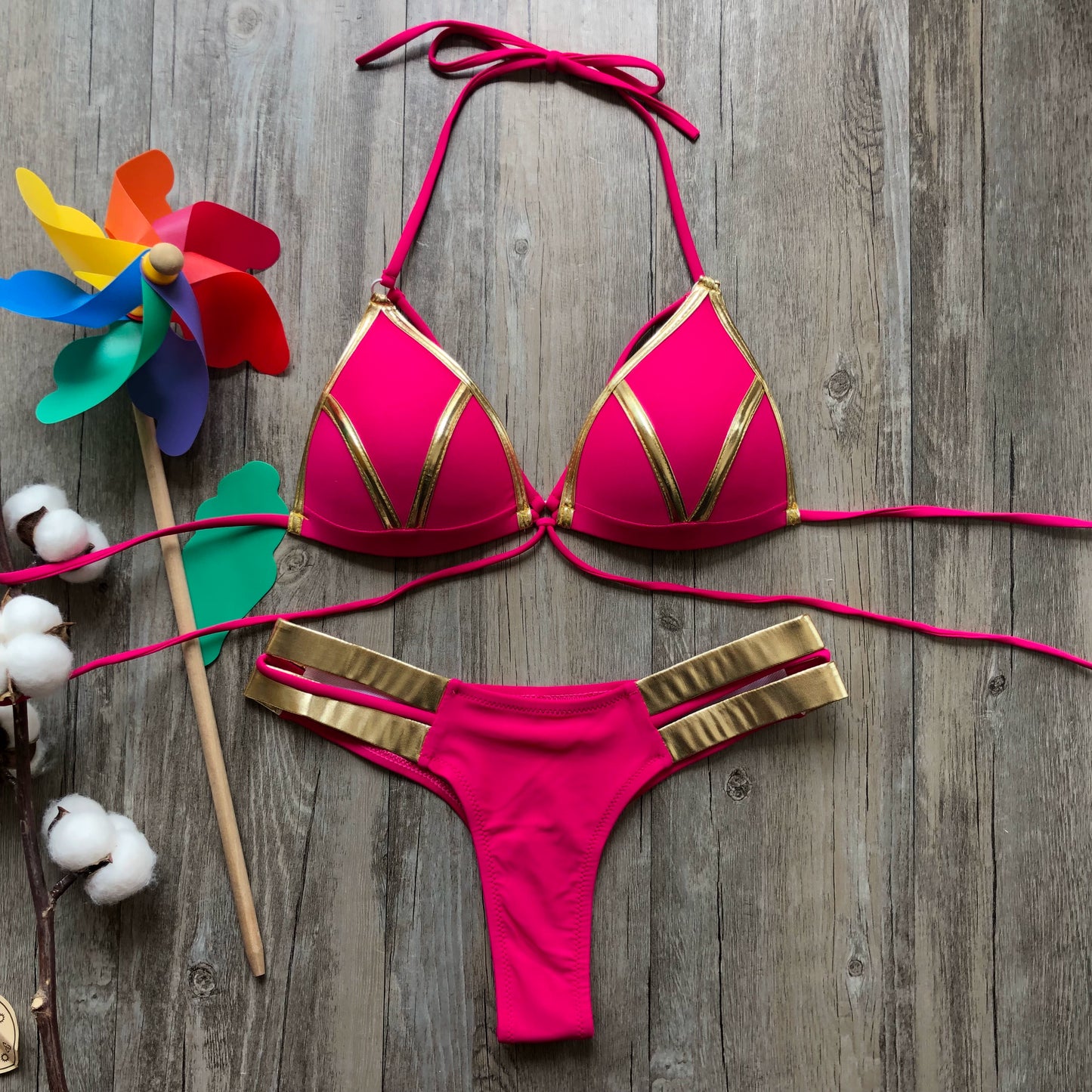 New New Arrival Nylon Triangle Bronzing Patchwork Bikini Lady Sexy Swimwear Swimsuit Export Bikini 8 Colors
