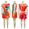 CM.YAYA Women Tie Dye Print Beach Sleeveless V-neck Sashes Sexy Party Club Playsuits Jumpsuit 2025 Summer One Piece Suit Rompers