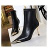 BIGTREE shoes Autumn Winter Boots Metal Pointed tip Women Boots Fashion Leather Boots High Heels Stilettos New Women Ankle Boots