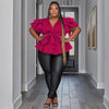 Plus Size Party Top Women Big SizeV Neck Wedding Evening Red