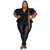 Plus Size Party Top Women Big SizeV Neck Wedding Evening Red