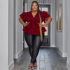 Plus Size Party Top Women Big SizeV Neck Wedding Evening Red