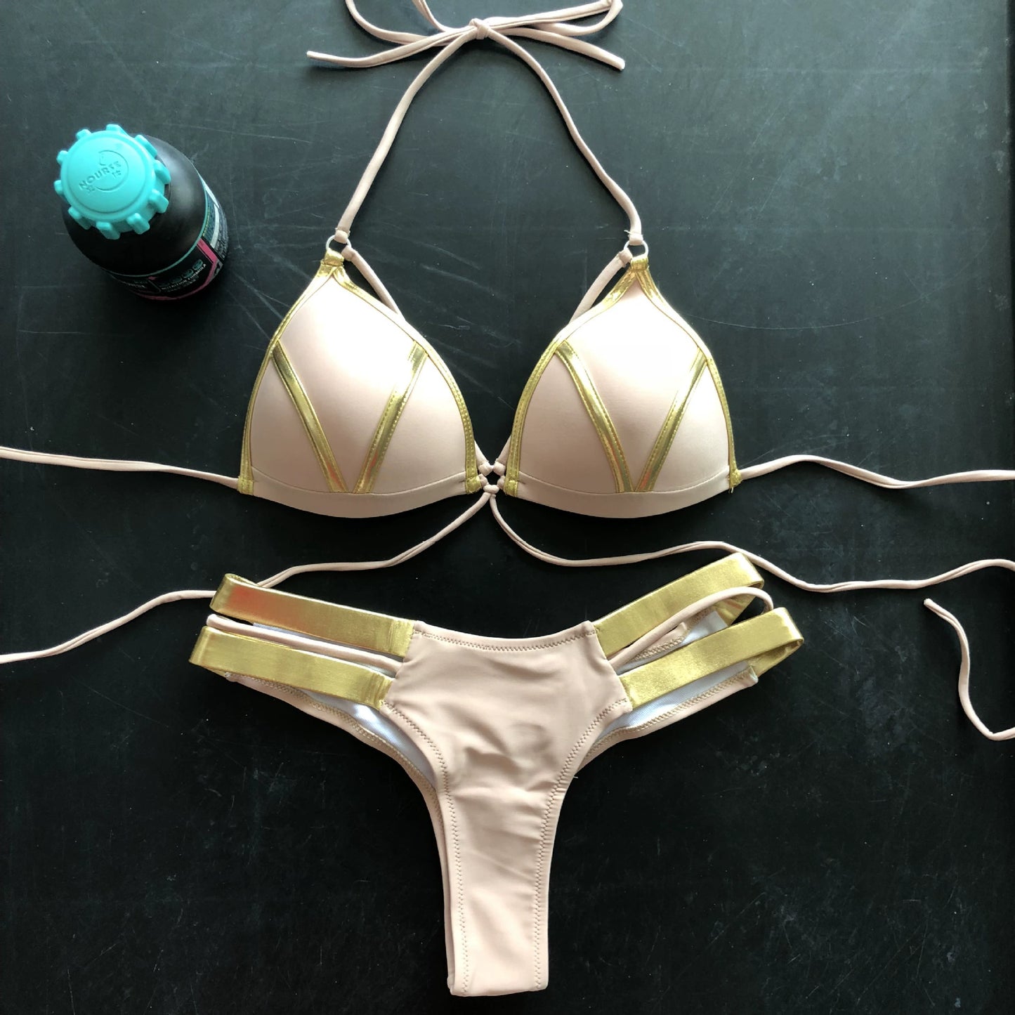 New New Arrival Nylon Triangle Bronzing Patchwork Bikini Lady Sexy Swimwear Swimsuit Export Bikini 8 Colors