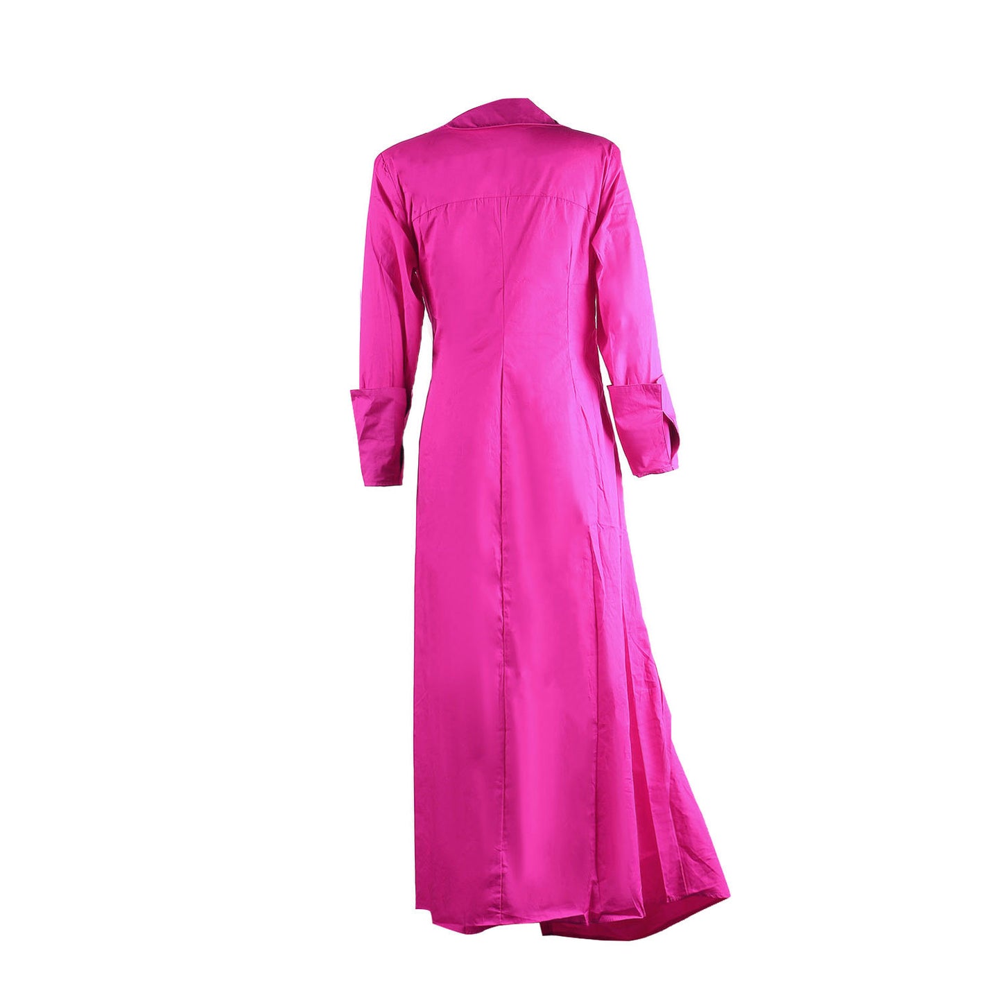 CM.YAYA Vintage Women Long Sleeve High Side Split Ruched Up Wrap Lapel Collar White Maxi Long Dress Fashion Street Dresses