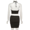 Women's Neck Hanging Hollow Strap Short Top Set Sexy Backless Sleeveless Tank Top and Short Skirt Casual Street Wear Club Party